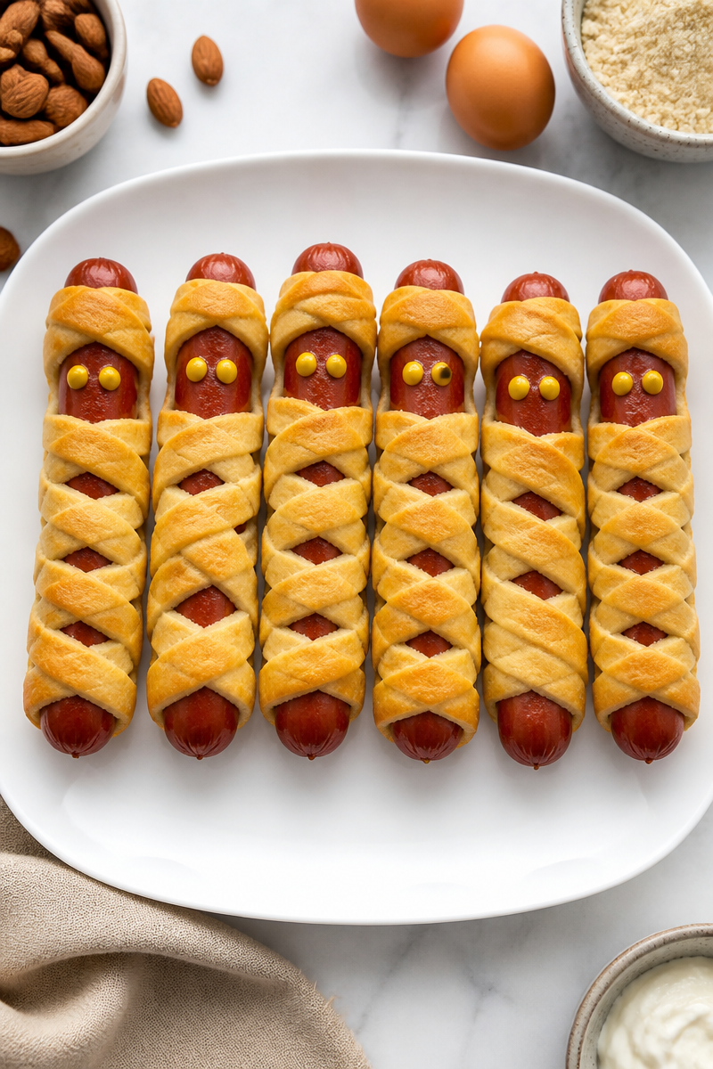 Keto Mummy Hot Dog Wrap