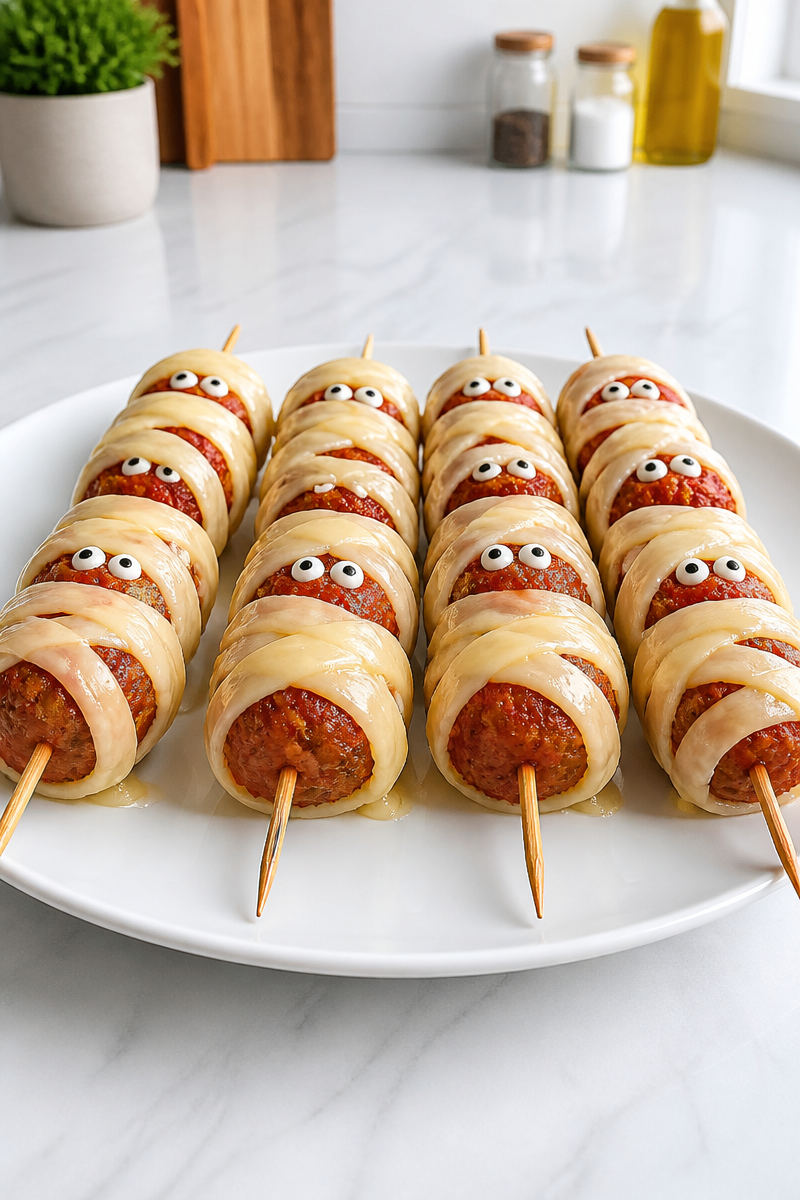 Keto Mummy Meatball Sub Skewers Keto Mummy Meatball Sub Skewers