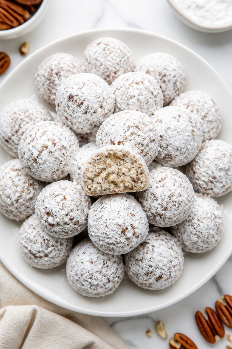 Keto Pecan Snowball Christmas Cookie Classic Keto Pecan Snowball Christmas Cookie Classic