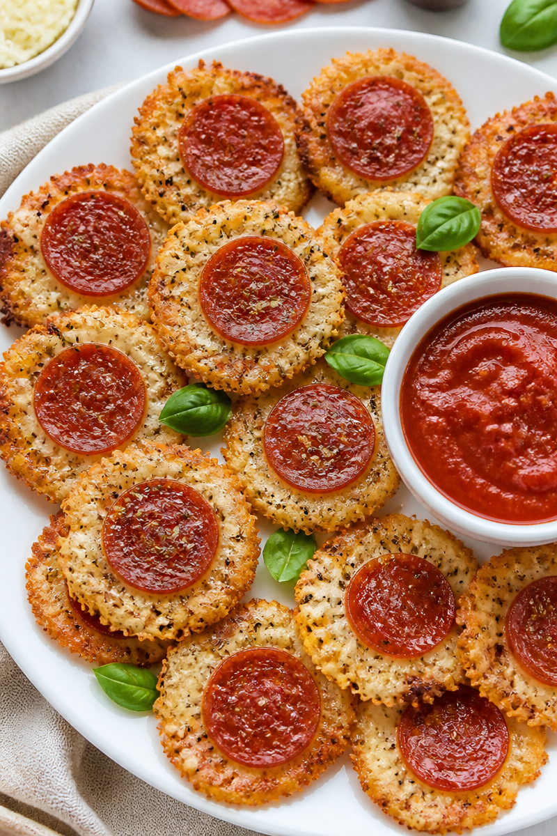 Keto Pepperoni Pizza Cheese Bites