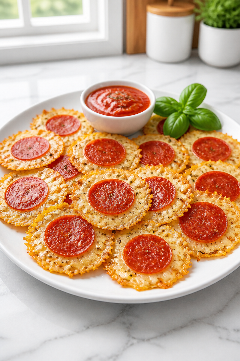 Keto Pepperoni Pizza Cheese Bites