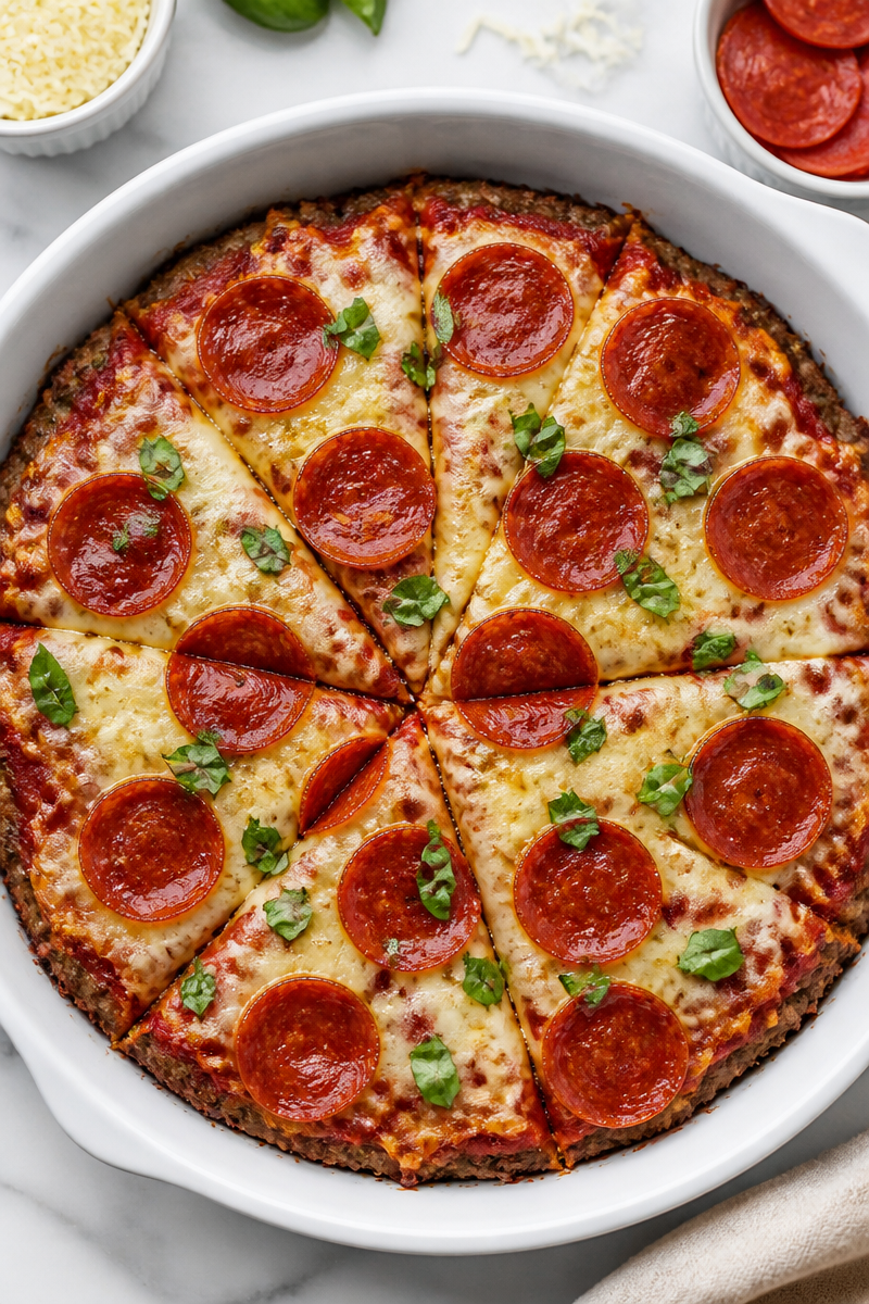 Keto Pepperoni Pizza Meatza Bake Keto Pepperoni Pizza Meatza Bake