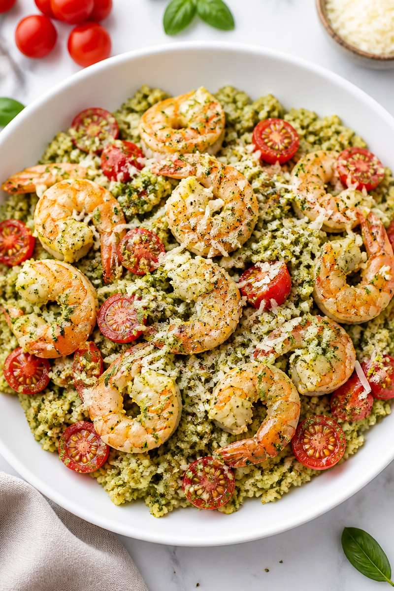 Keto Pesto Shrimp Cauliflower Rice Keto Pesto Shrimp Cauliflower Rice