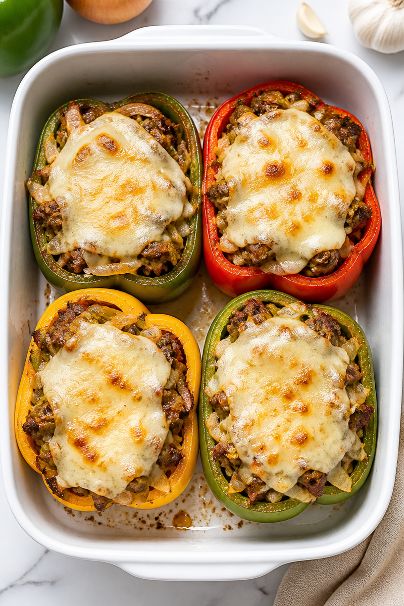 Keto Philly Cheesesteak Stuffed Pepper Keto Philly Cheesesteak Stuffed Pepper