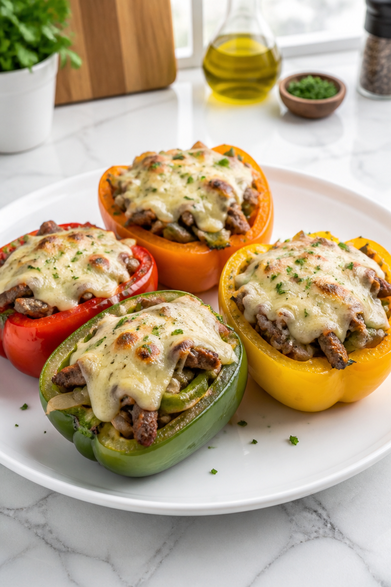 Keto Philly Cheesesteak Stuffed Pepper Keto Philly Cheesesteak Stuffed Pepper