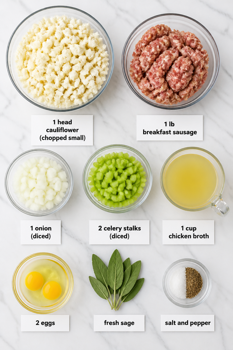 Keto Sausage Cauliflower Stuffing Holiday Side Keto Sausage Cauliflower Stuffing Holiday Side