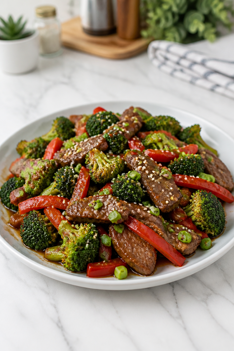 Keto Sesame Ginger Beef Stir-Fry
