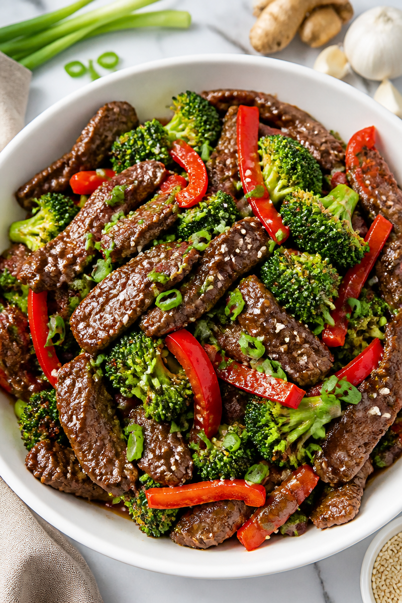 Keto Sesame Ginger Beef Stir-Fry
