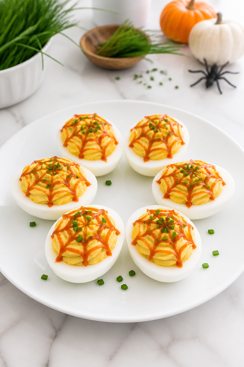 Keto Spider Web Deviled Eggs Keto Spider Web Deviled Eggs