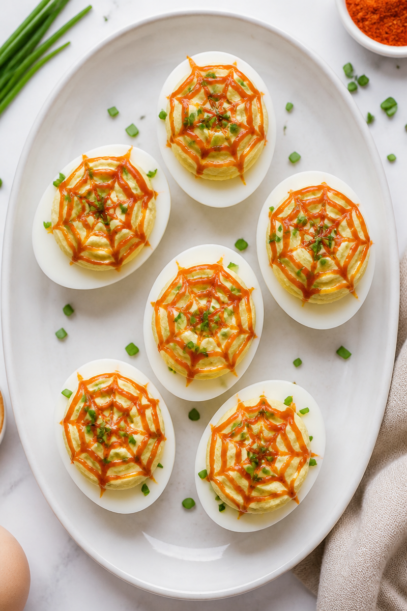 Keto Spider Web Deviled Eggs Keto Spider Web Deviled Eggs