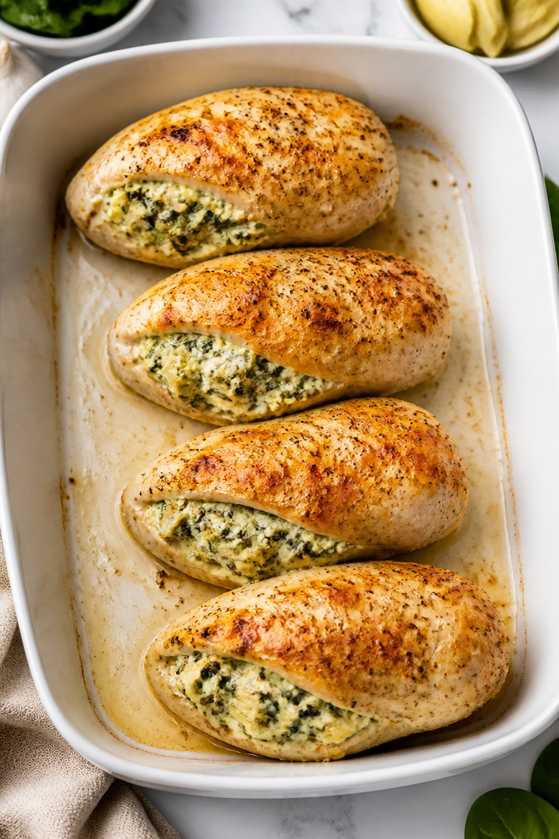 Keto Spinach Artichoke Stuffed Chicken