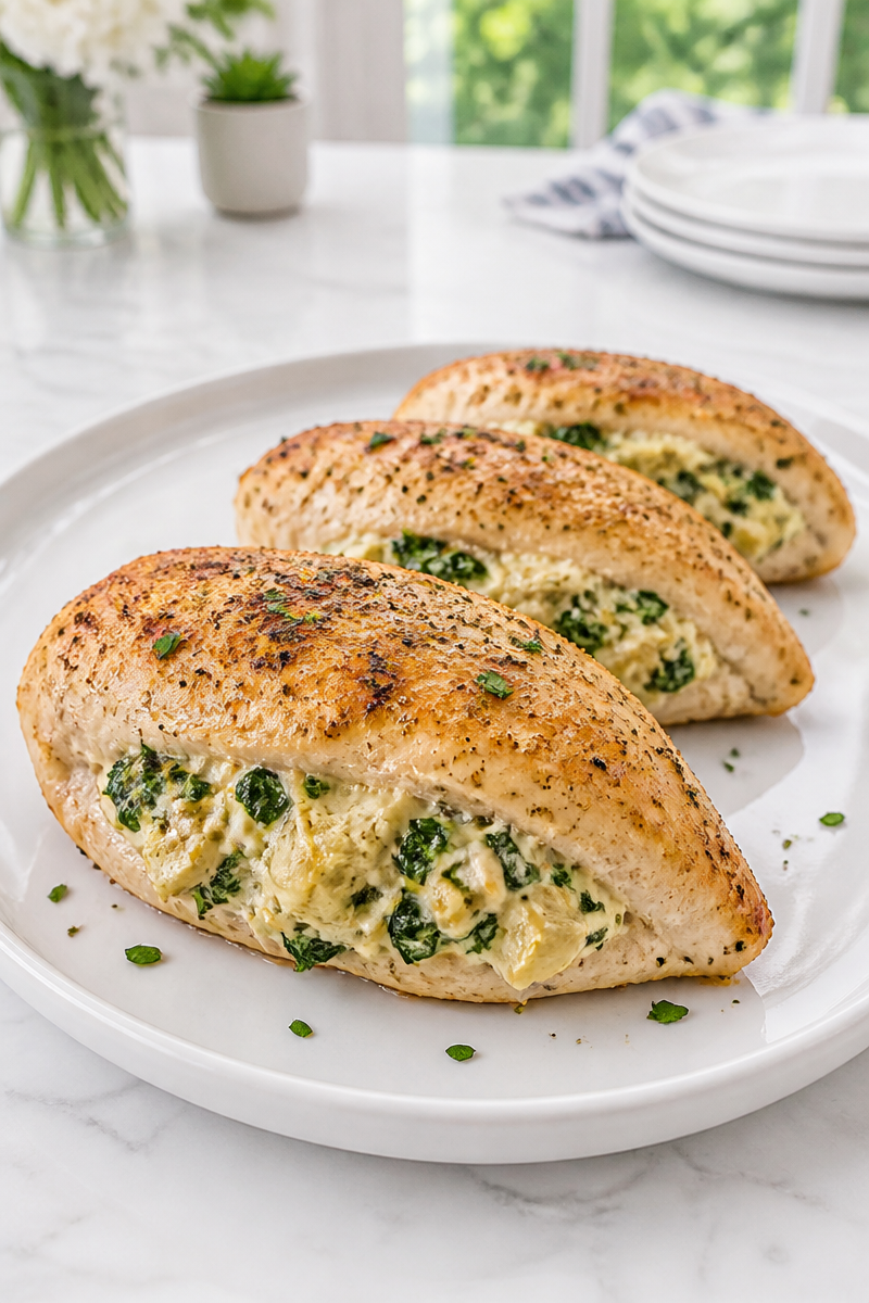 Keto Spinach Artichoke Stuffed Chicken