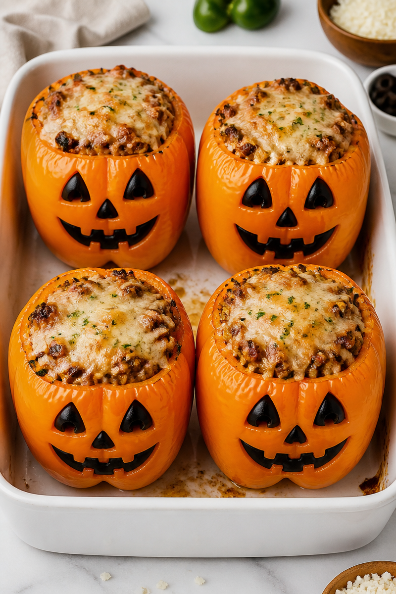 Keto Stuffed Pepper Jack Lanterns Keto Stuffed Pepper Jack Lanterns