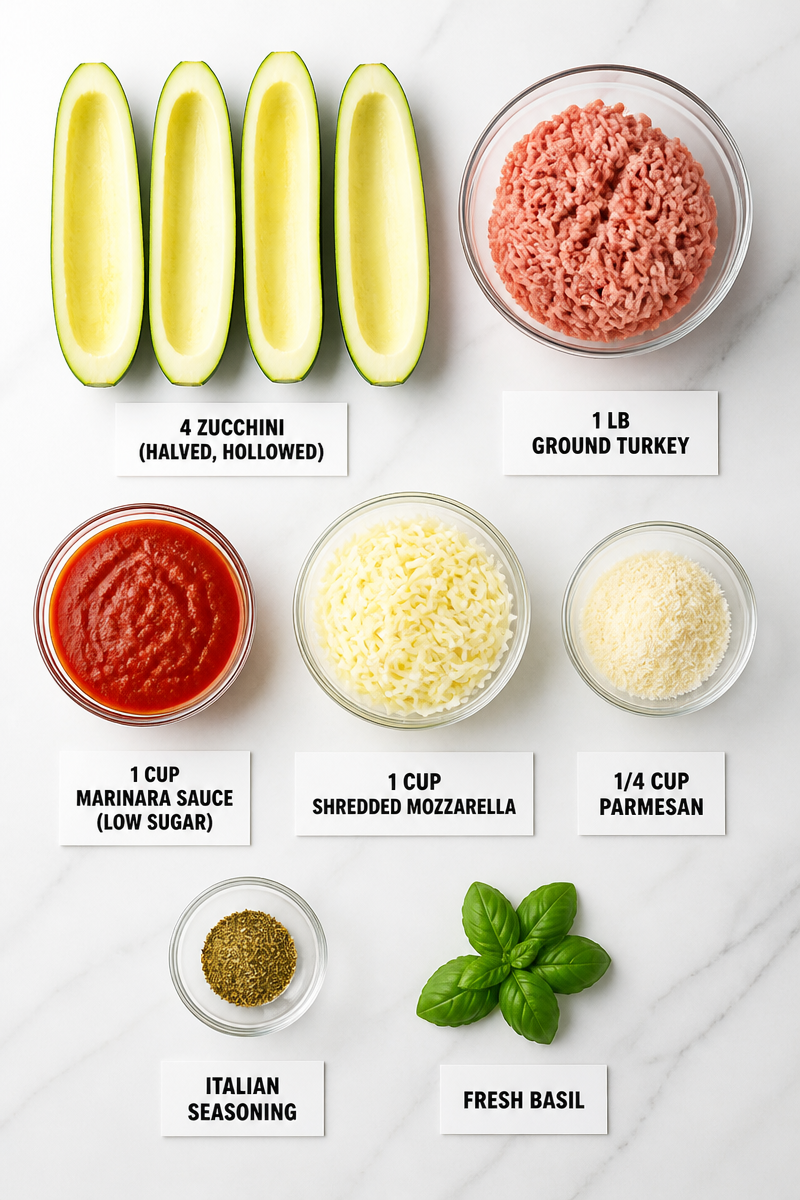Keto Zucchini Boat Ground Turkey Bake