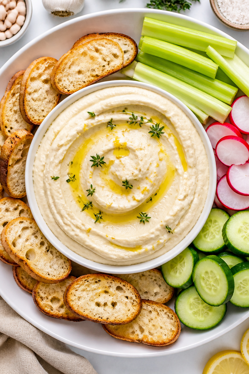 Lemony White Bean Dip Crostini Lemony White Bean Dip Crostini
