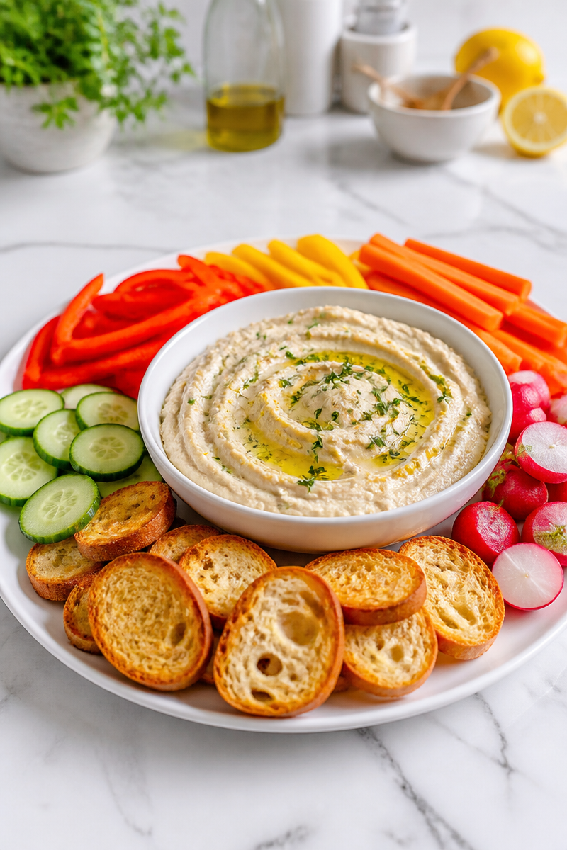Lemony White Bean Dip Crostini Lemony White Bean Dip Crostini