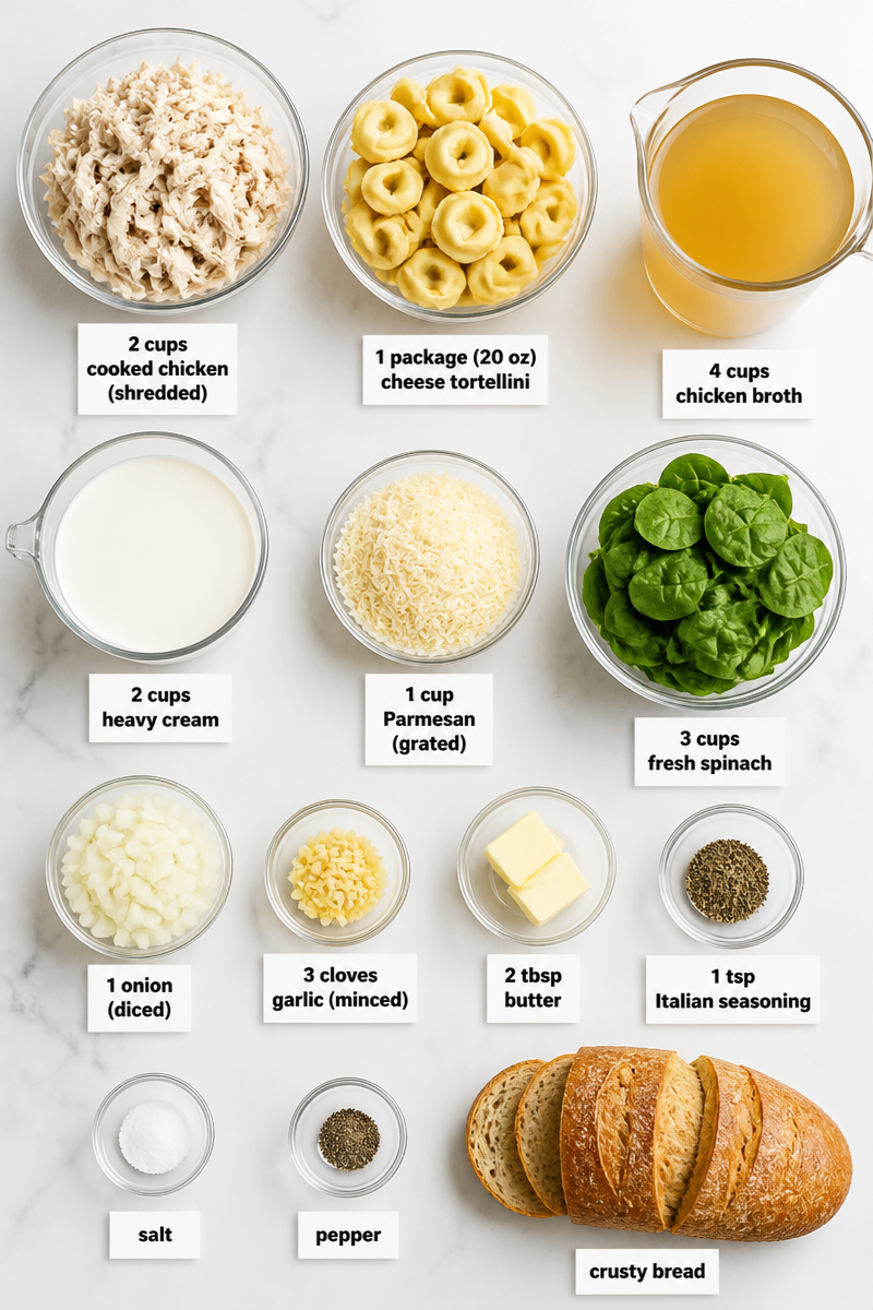 Loaded Chicken Tortellini Alfredo Soup