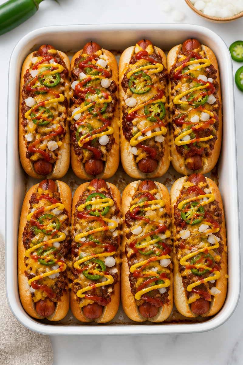 Loaded Chili Cheese Dog Bake Loaded Chili Cheese Dog Bake