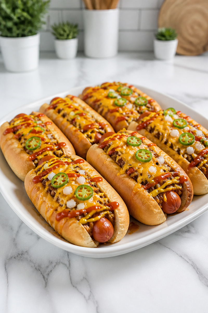 Loaded Chili Cheese Dog Bake Loaded Chili Cheese Dog Bake