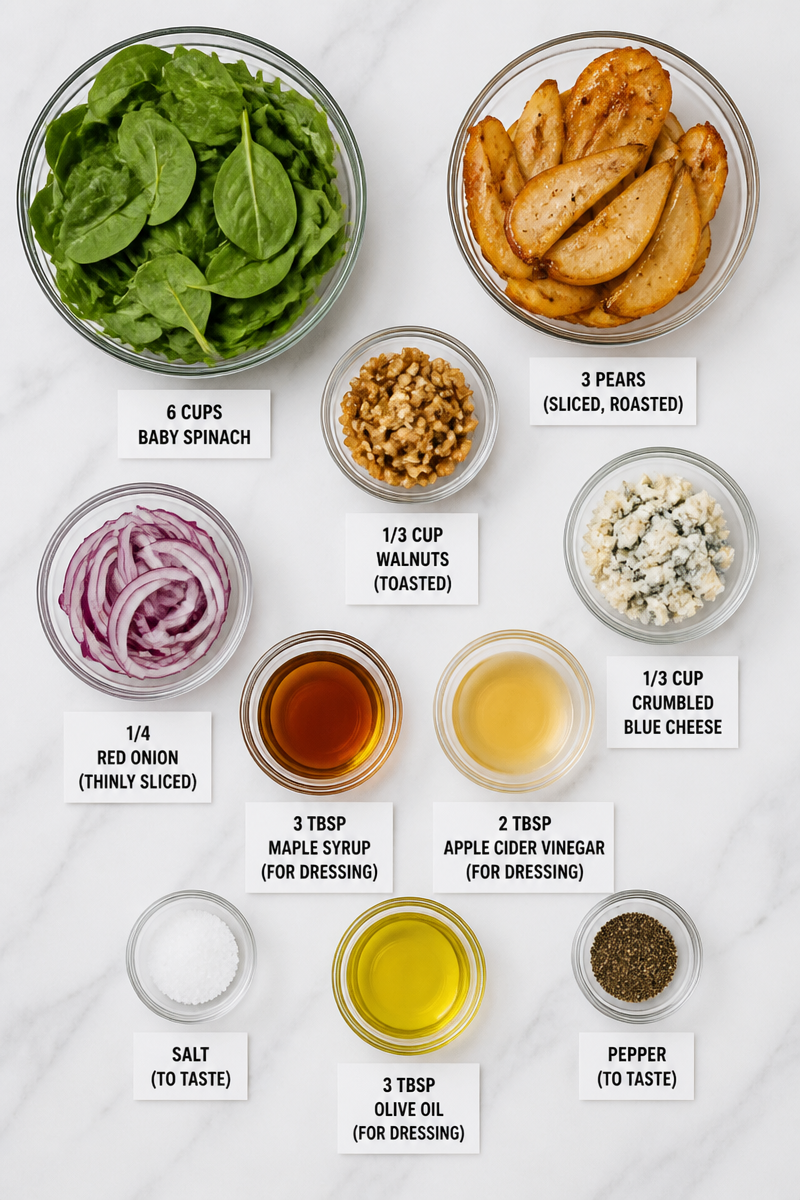Maple Roasted Pear Walnut Spinach Salad Maple Roasted Pear Walnut Spinach Salad