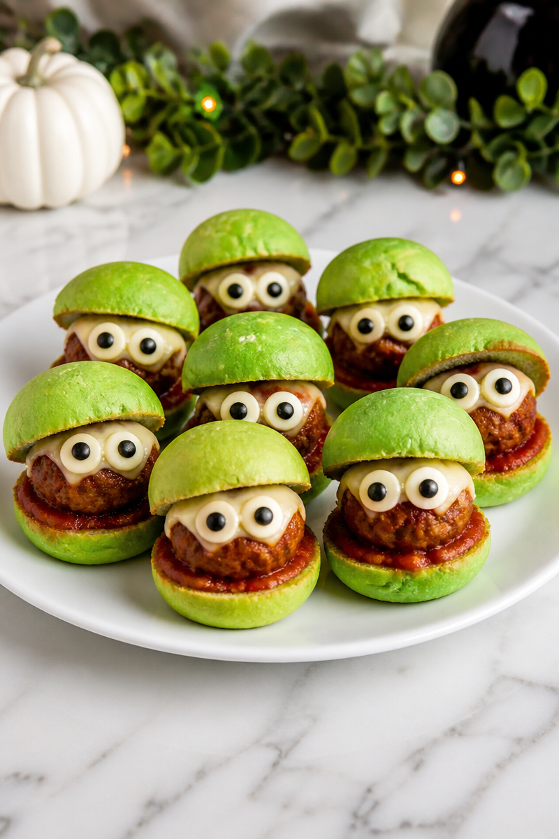 Monster Meatball Slider Halloween Bite Monster Meatball Slider Halloween Bite