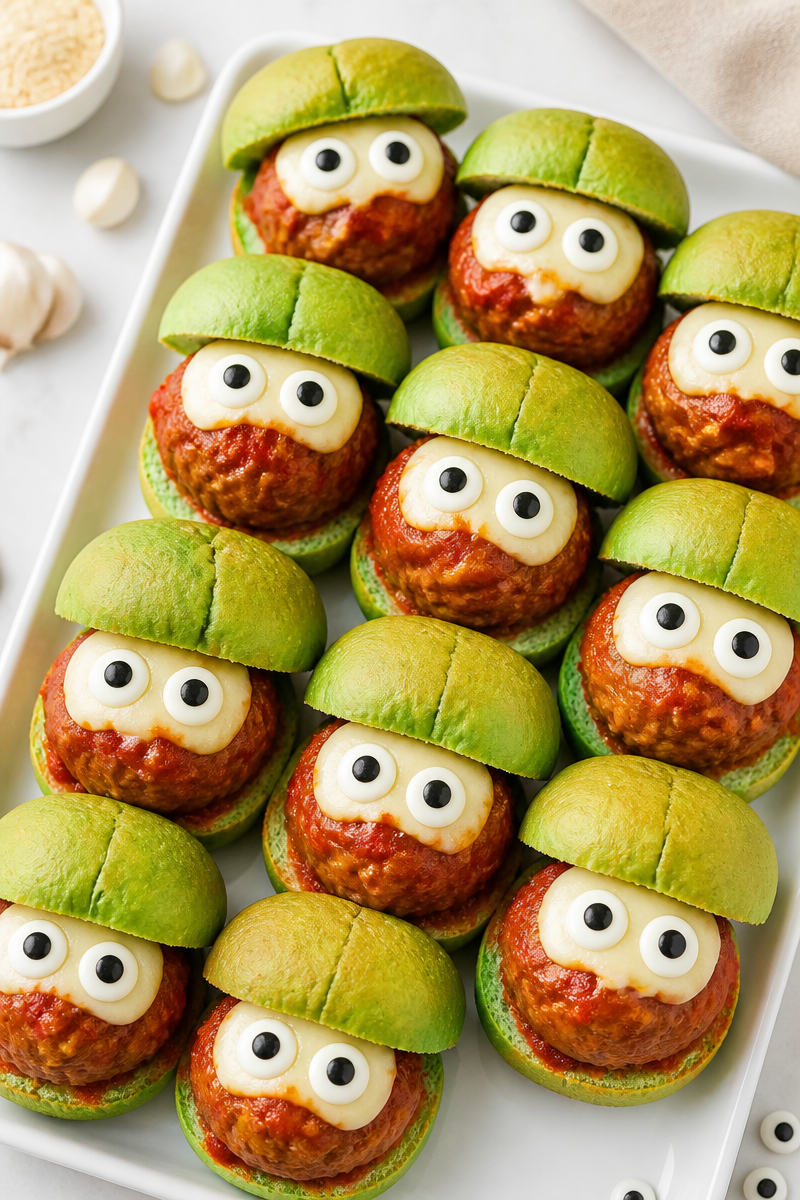 Monster Meatball Slider Halloween Bite Monster Meatball Slider Halloween Bite