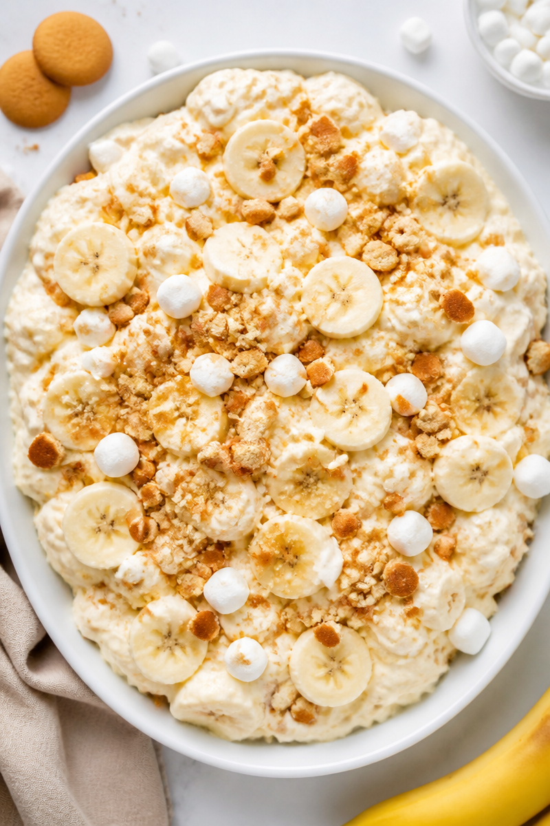 No Bake Banana Pudding Fluff Salad