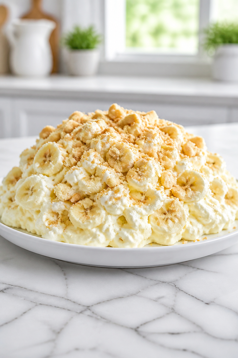 No Bake Banana Pudding Fluff Salad