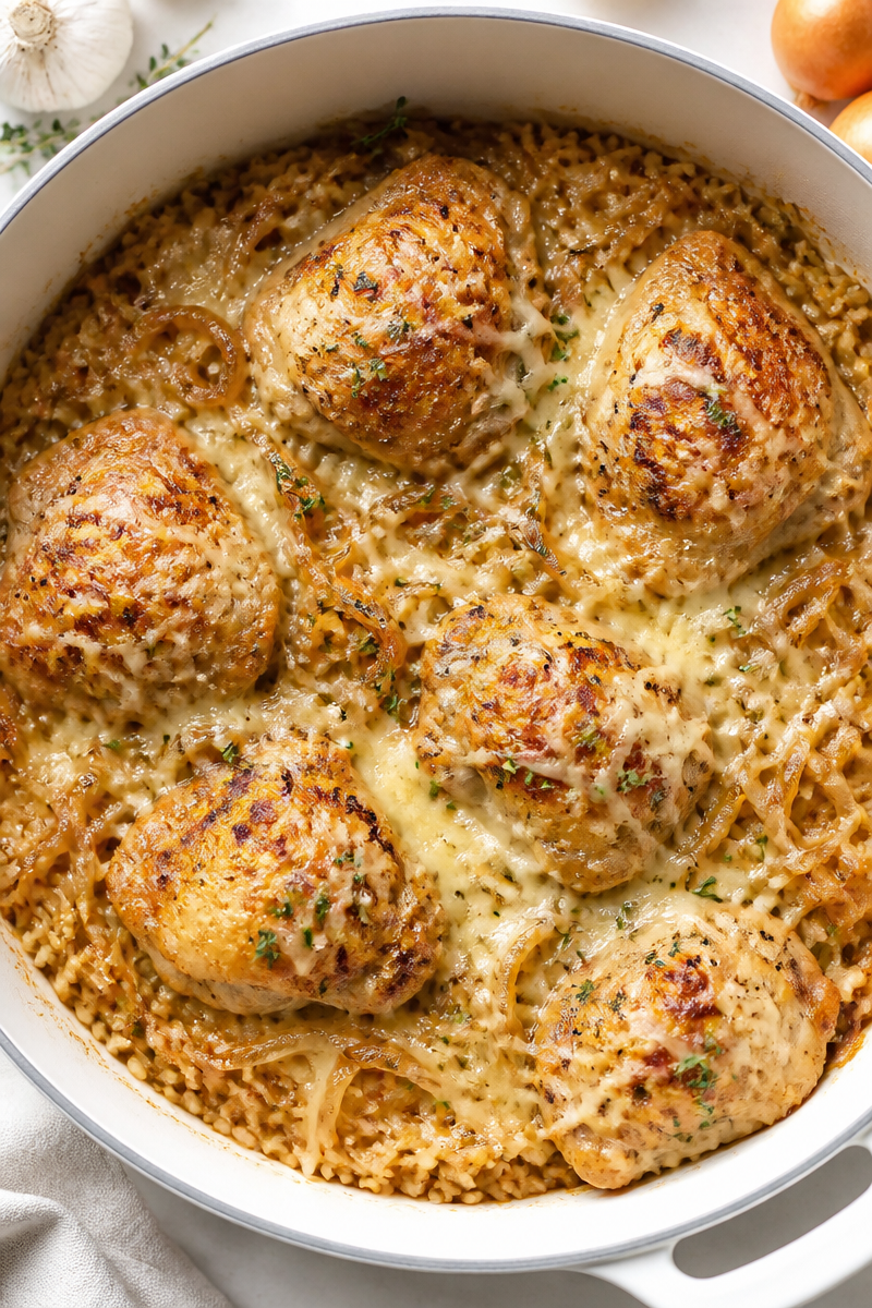 One Pot French Onion Chicken Rice