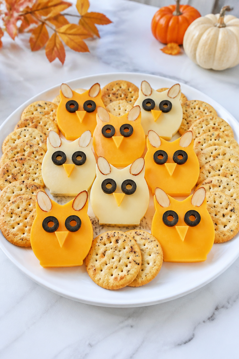 Owl Shaped Halloween Cheese Snack Owl Shaped Halloween Cheese Snack
