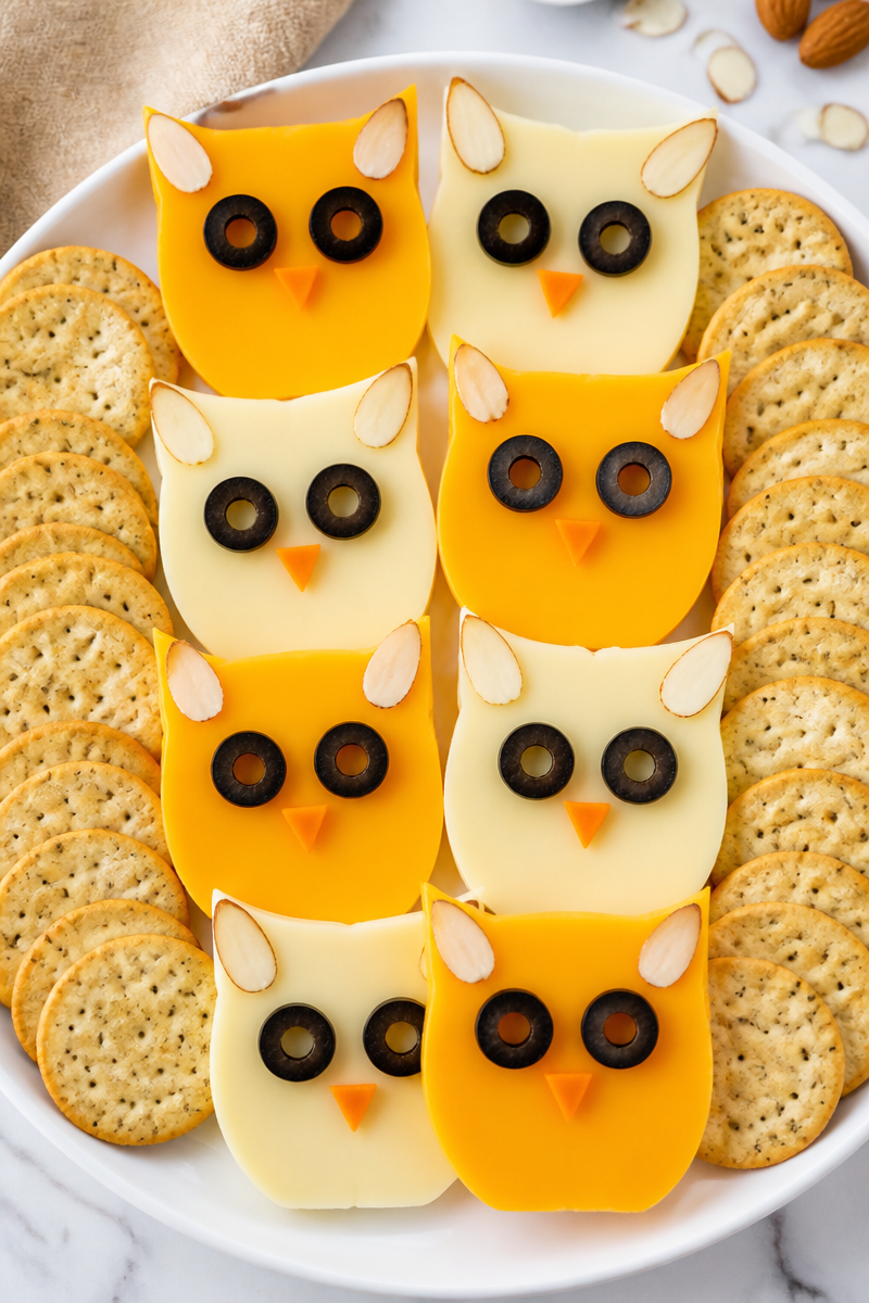 Owl Shaped Halloween Cheese Snack Owl Shaped Halloween Cheese Snack