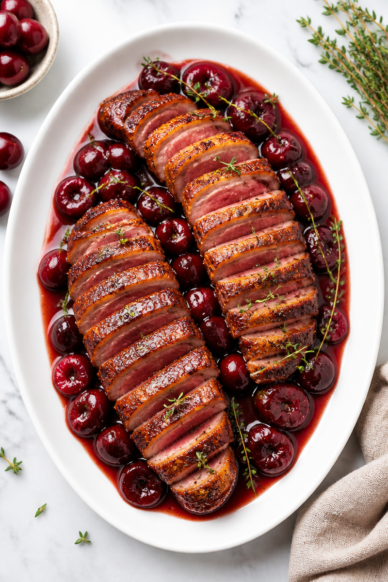 Pan Seared Duck Breast Cherry Sauce