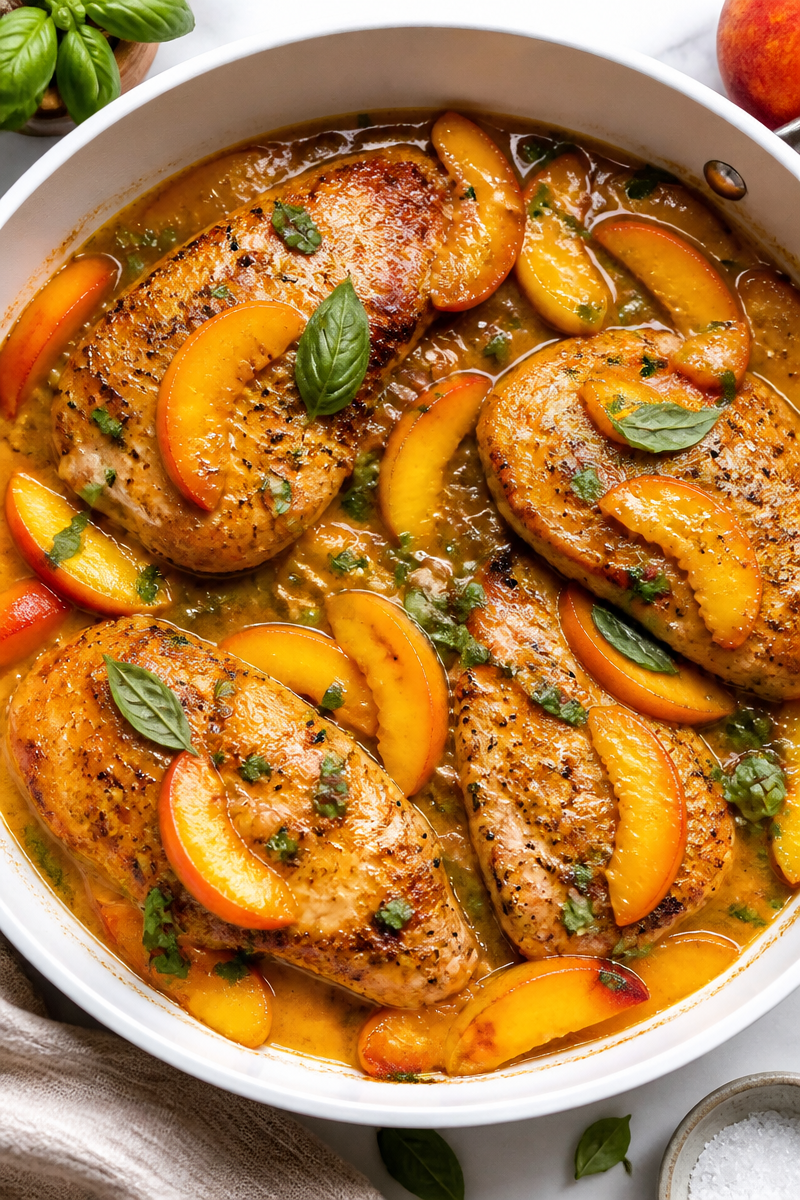 Peach Dijon Chicken Skillet Basil Finish Peach Dijon Chicken Skillet Basil Finish