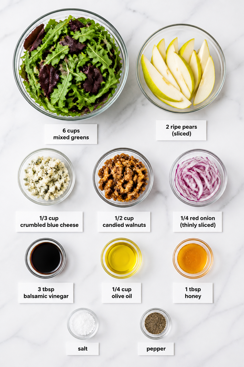 Pear Blue Cheese Candied Walnut Salad