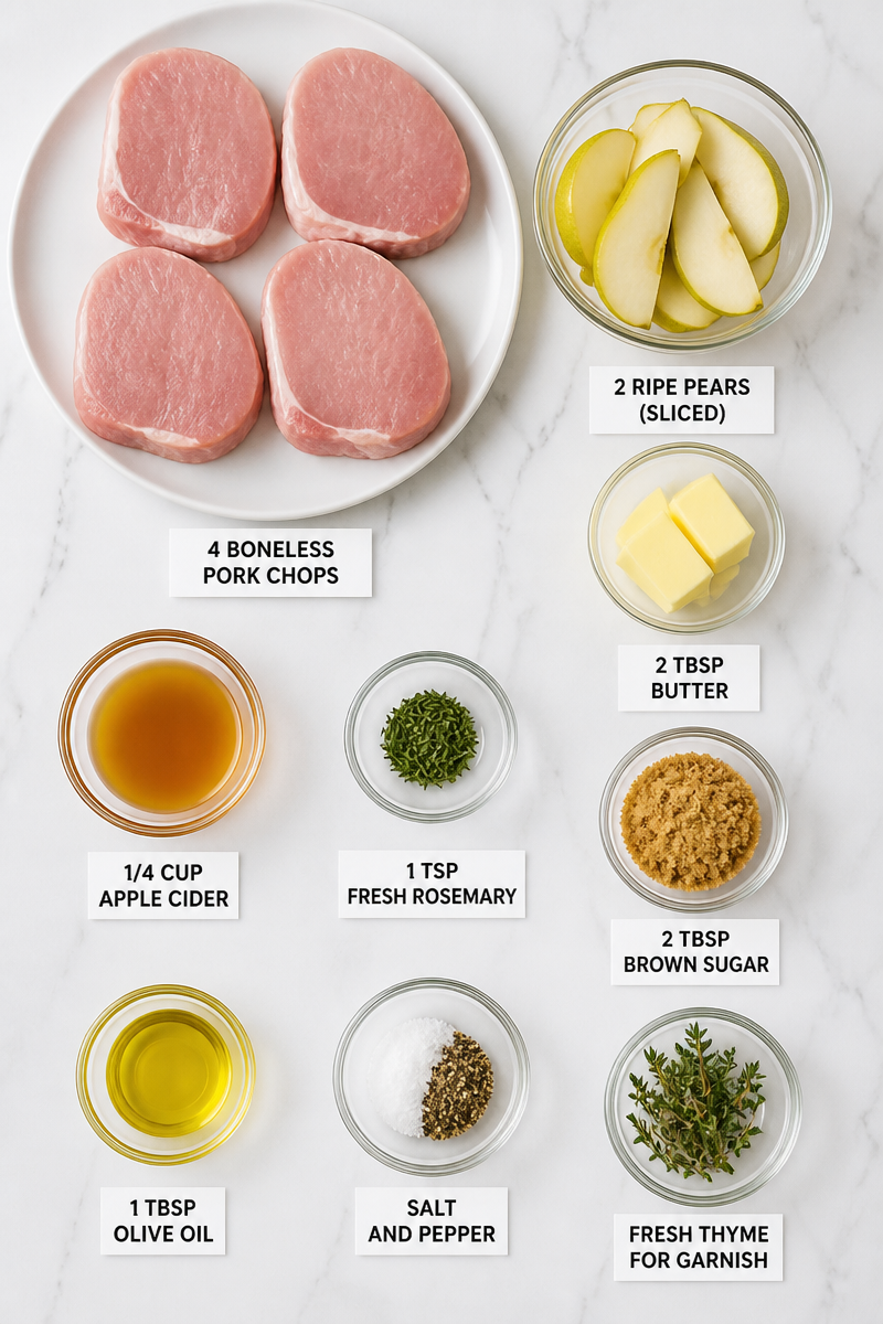 Pear Compote Topped Pork Chop Skillet