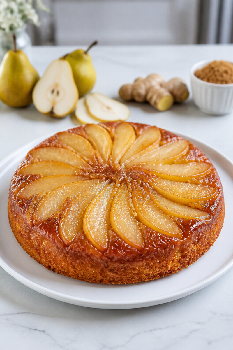 Pear Ginger Upside Down Cake