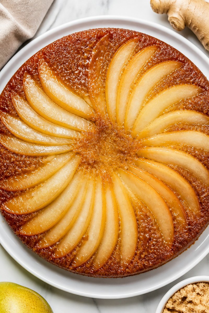 Pear Ginger Upside Down Cake
