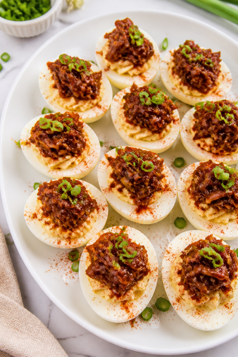 Pulled Pork Deviled Egg BBQ Bite Pulled Pork Deviled Egg BBQ Bite