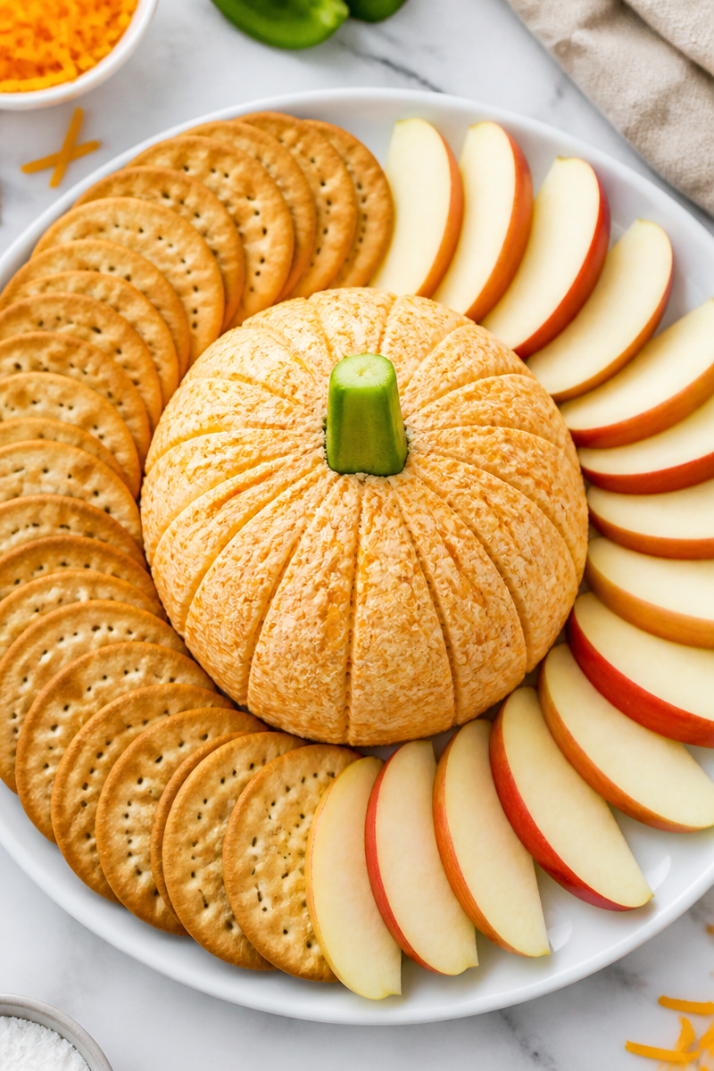 Pumpkin Shaped Cream Cheese Ball Snack