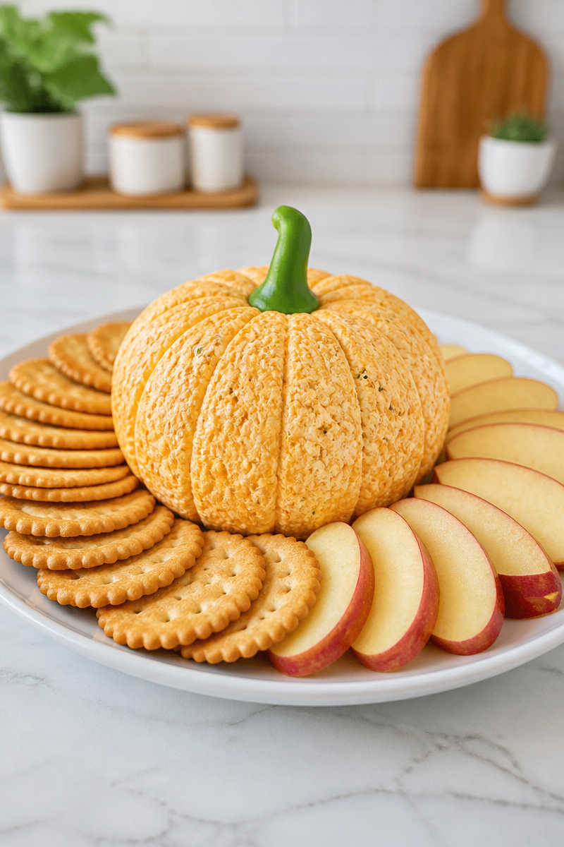 Pumpkin Shaped Cream Cheese Ball Snack