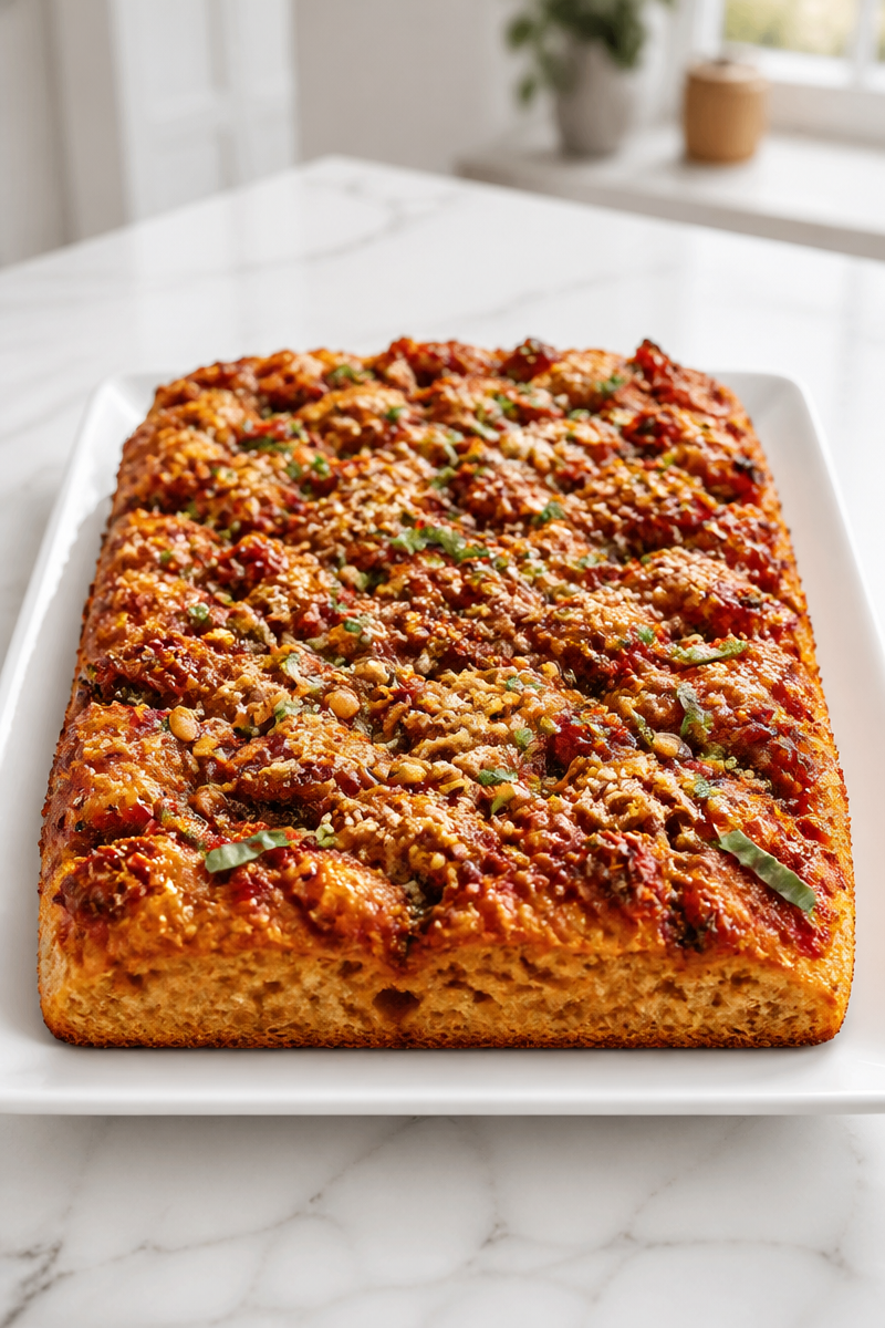 Red Pesto Sun Dried Tomato Focaccia Red Pesto Sun Dried Tomato Focaccia