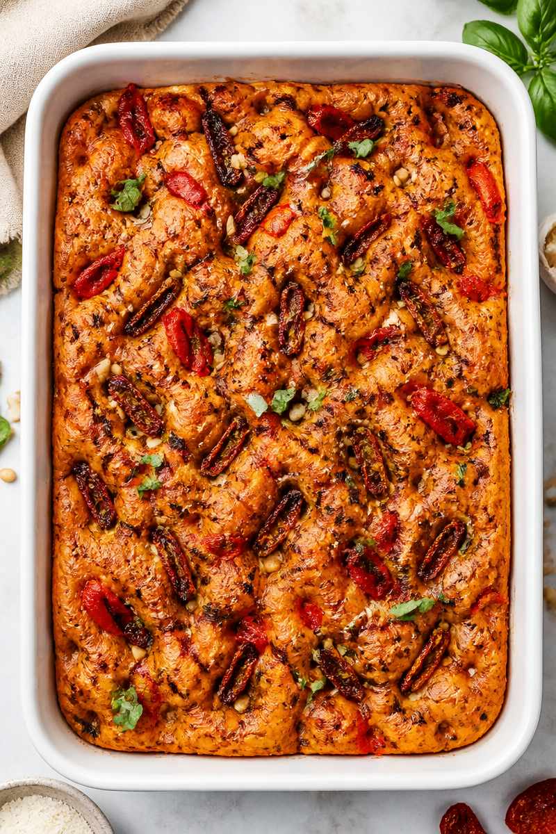 Red Pesto Sun Dried Tomato Focaccia Red Pesto Sun Dried Tomato Focaccia