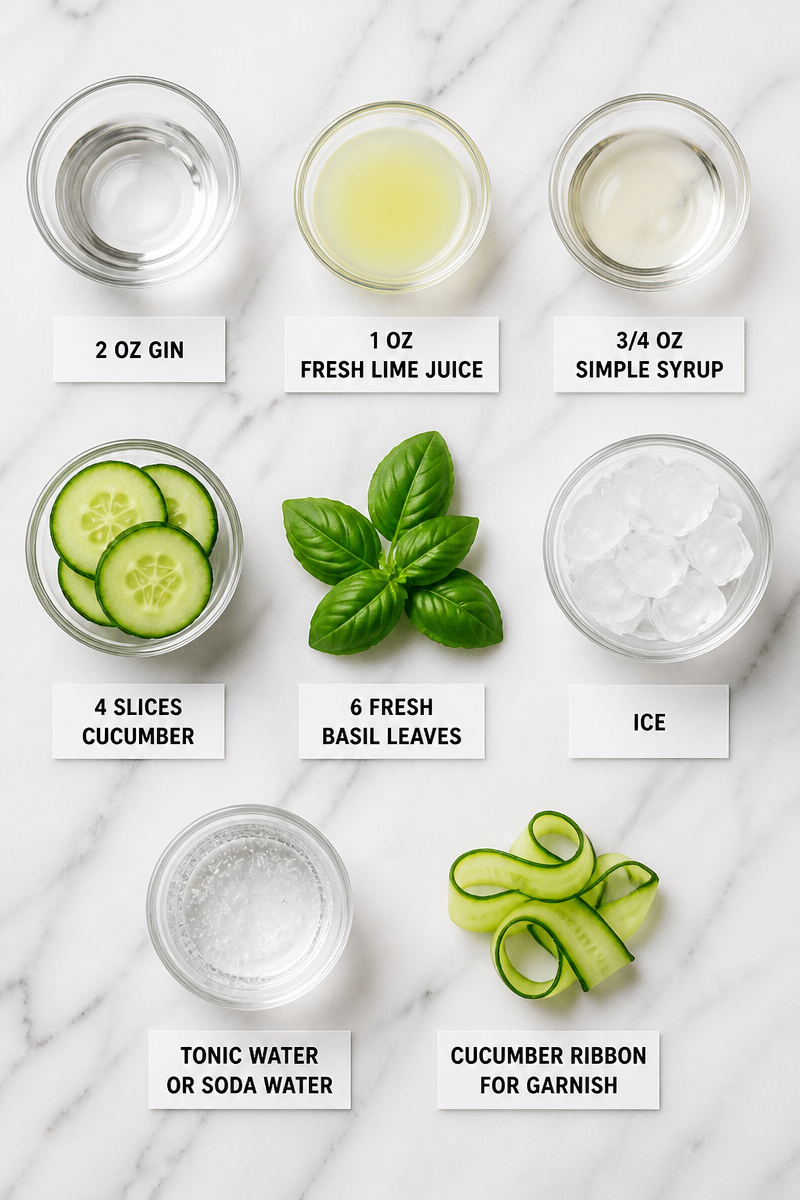Refreshing Cucumber Basil Gin Cocktail