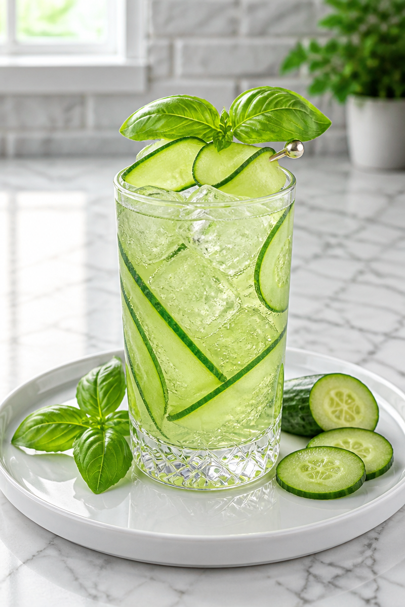 Refreshing Cucumber Basil Gin Cocktail