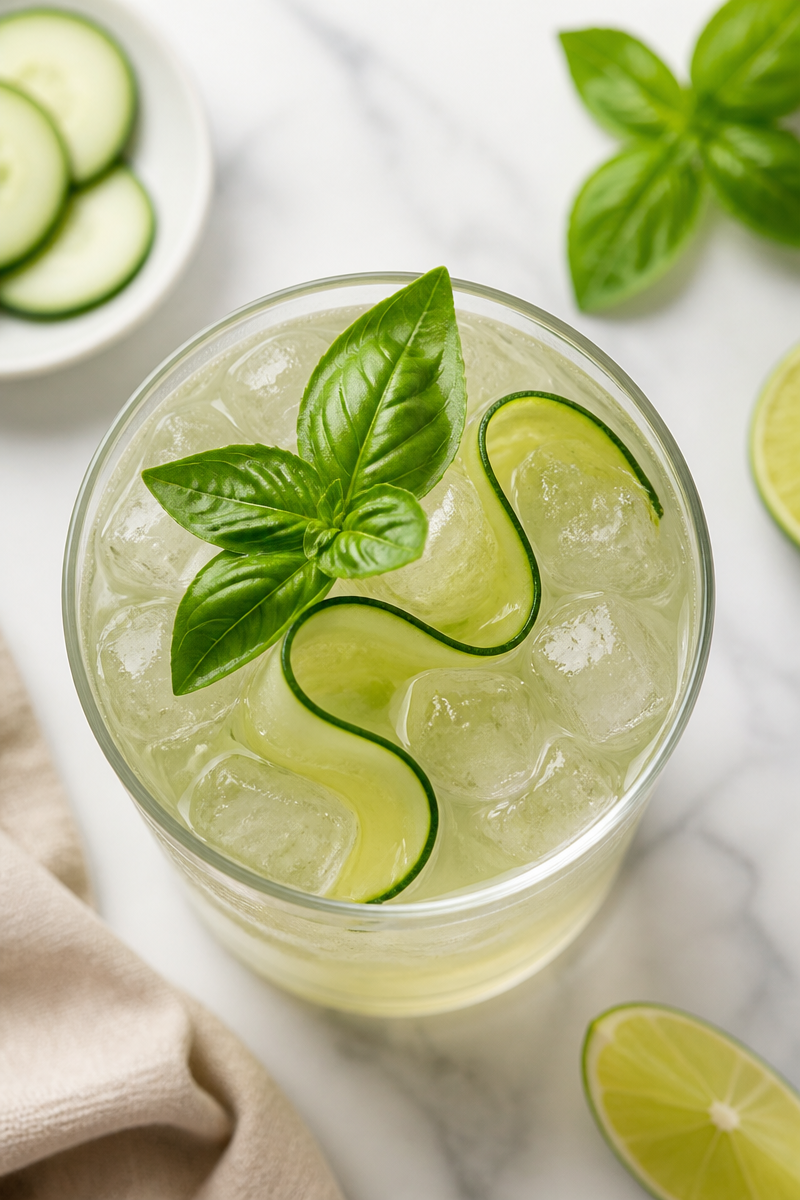 Refreshing Cucumber Basil Gin Cocktail