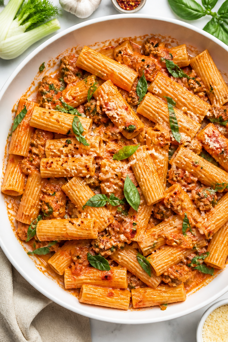 Rigatoni Sausage Fennel Tomato Cream Rigatoni Sausage Fennel Tomato Cream