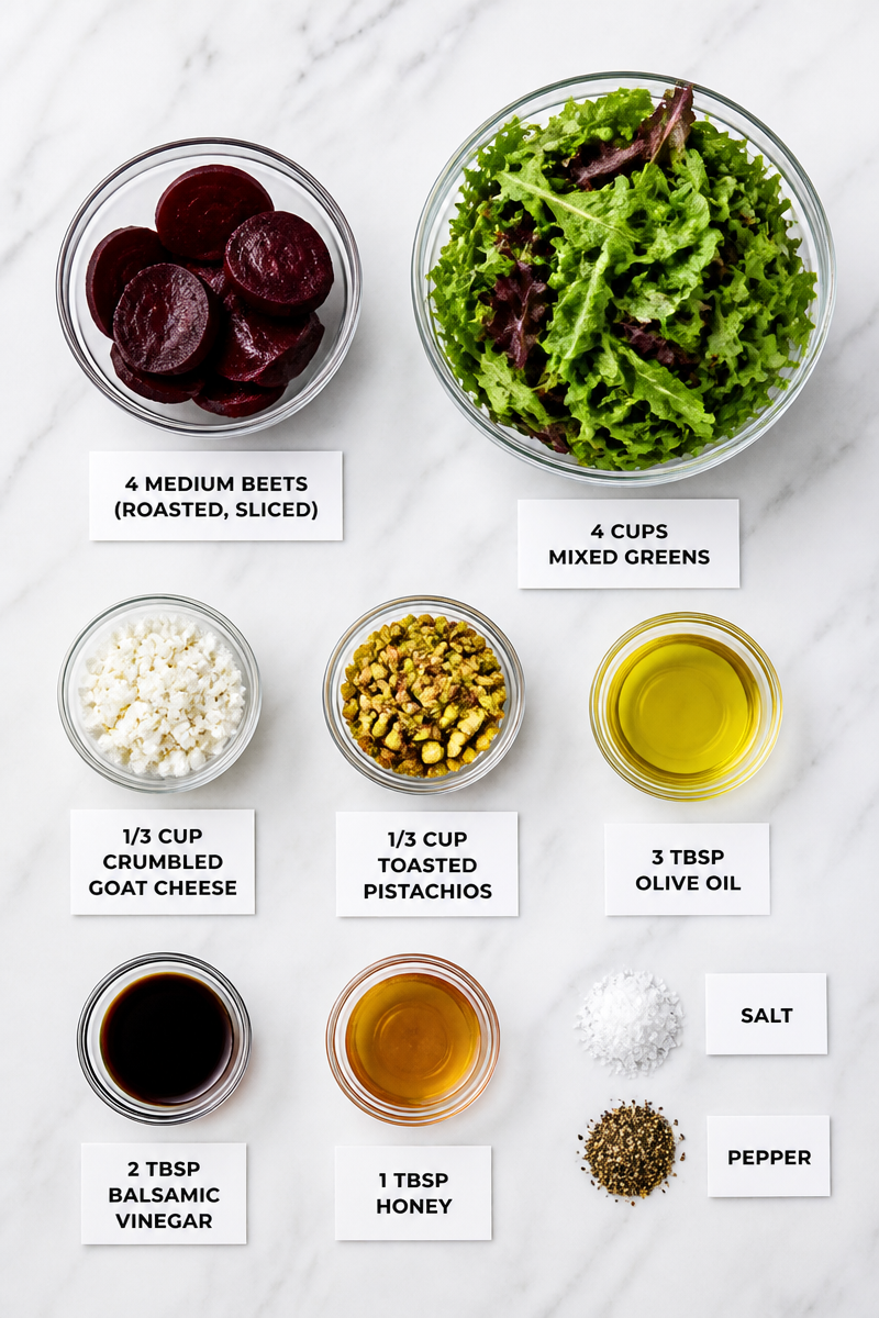 Roasted Beet Goat Cheese Pistachio Salad