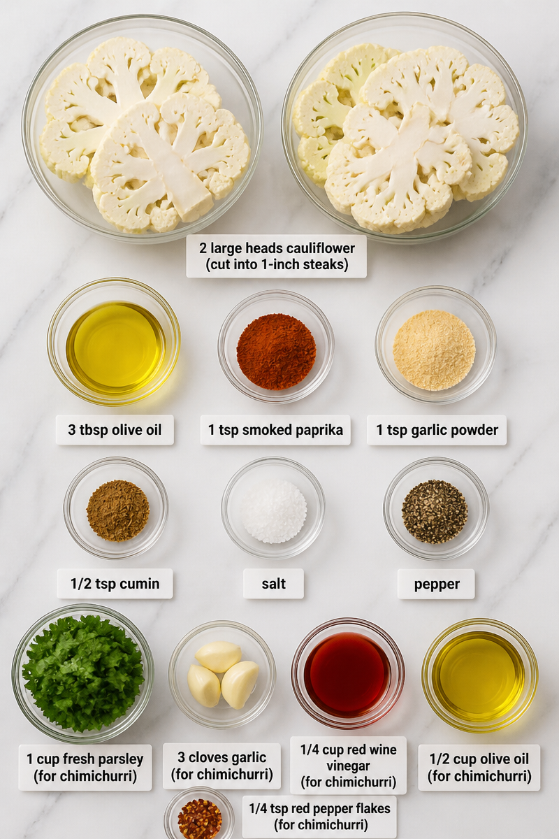 Roasted Cauliflower Steak Chimichurri Sauce
