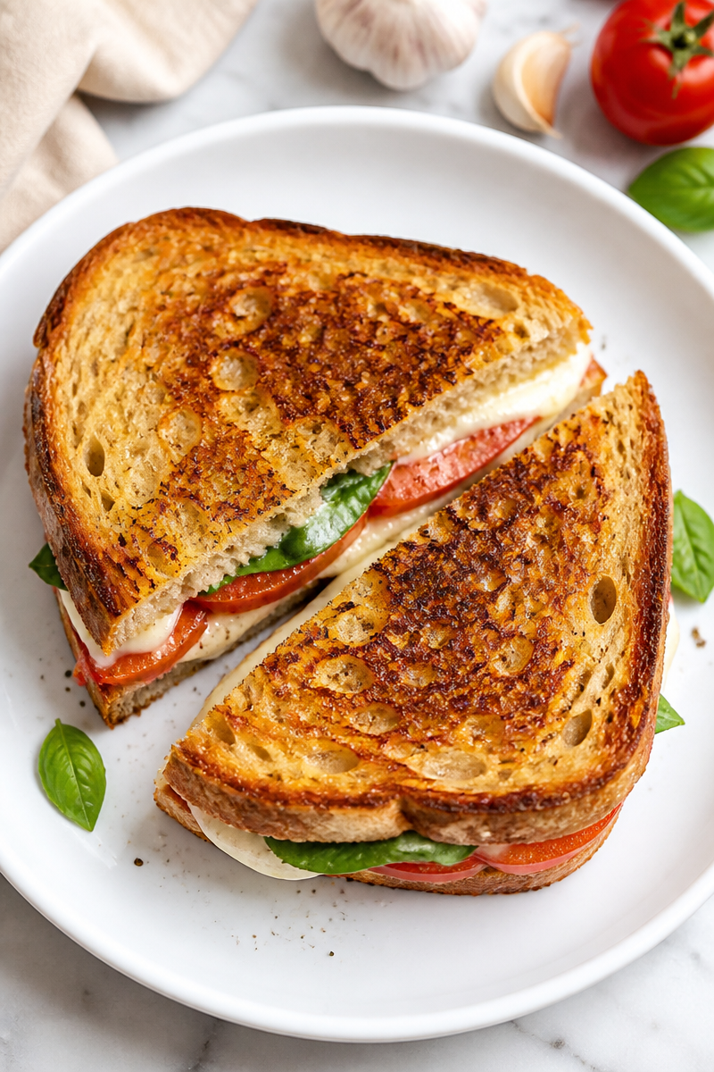 Roasted Garlic Caprese Grilled Cheese Roasted Garlic Caprese Grilled Cheese
