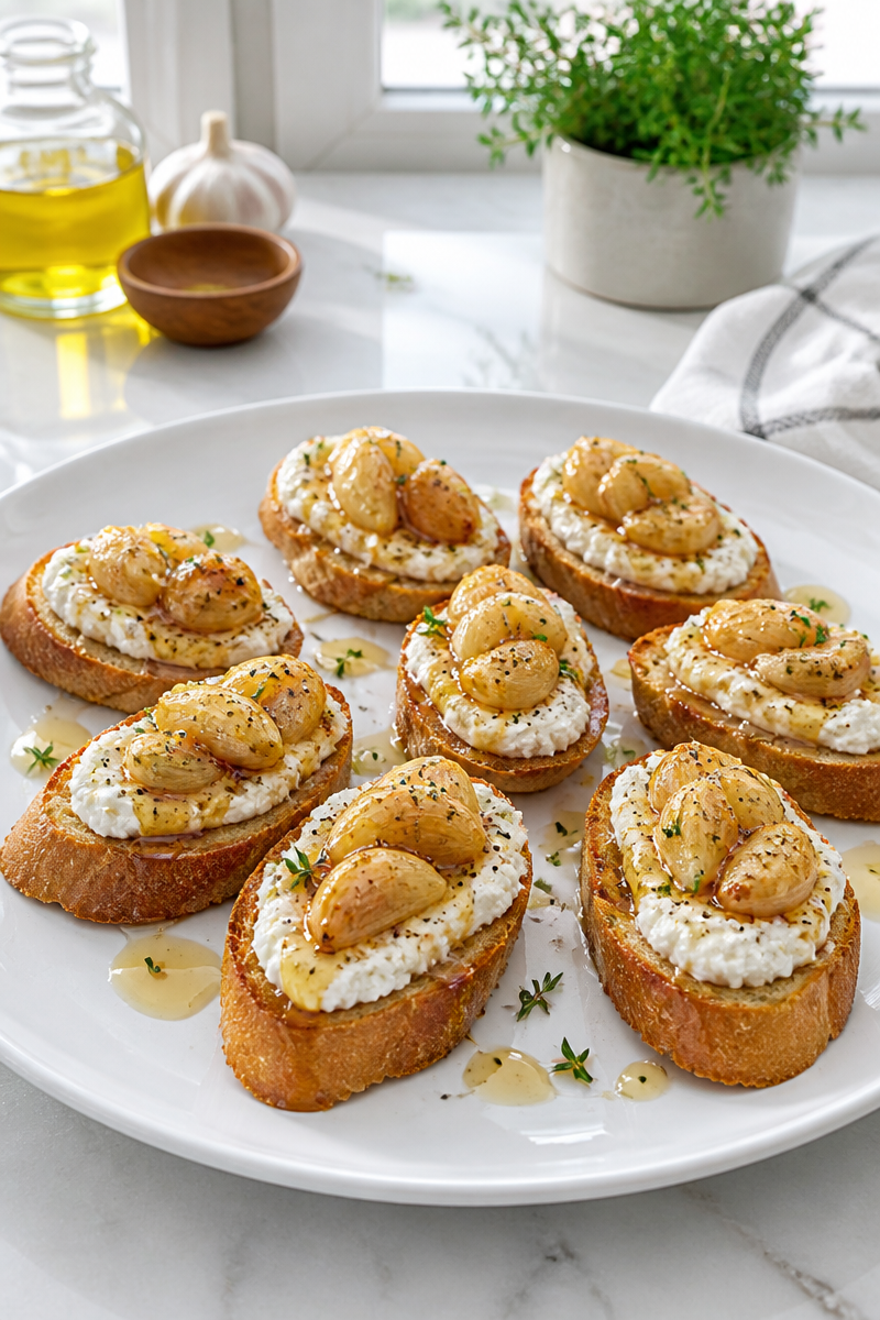 Roasted Garlic Confit Toast Appetizer Roasted Garlic Confit Toast Appetizer